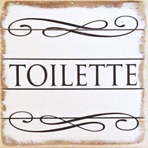 Wall Art - "Toilette" Wood Sign 8" Square - Pallet Style