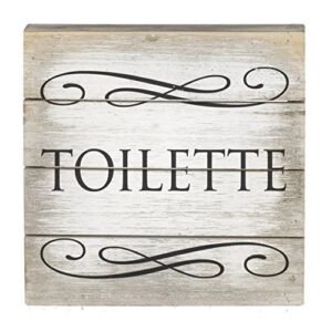 Wall Art - "Toilette" - Wood Sign - 6" Square Pallet Style