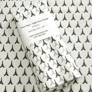Gift Wrap Tissue - Eiffel Tower on white tissue paper (10 Ct)