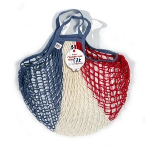 French Market Net Bag - Red White Blue Color- Medium w/Short Handles